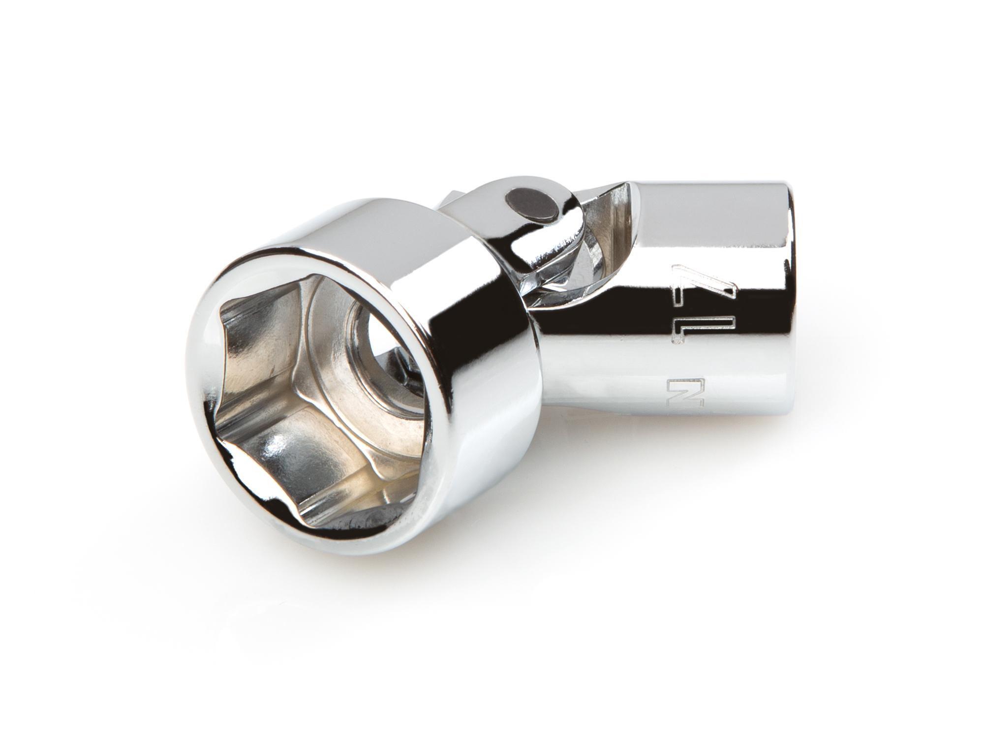 Front-right angle view of Tekton hand drive universal joint socket. Item #SHD18117