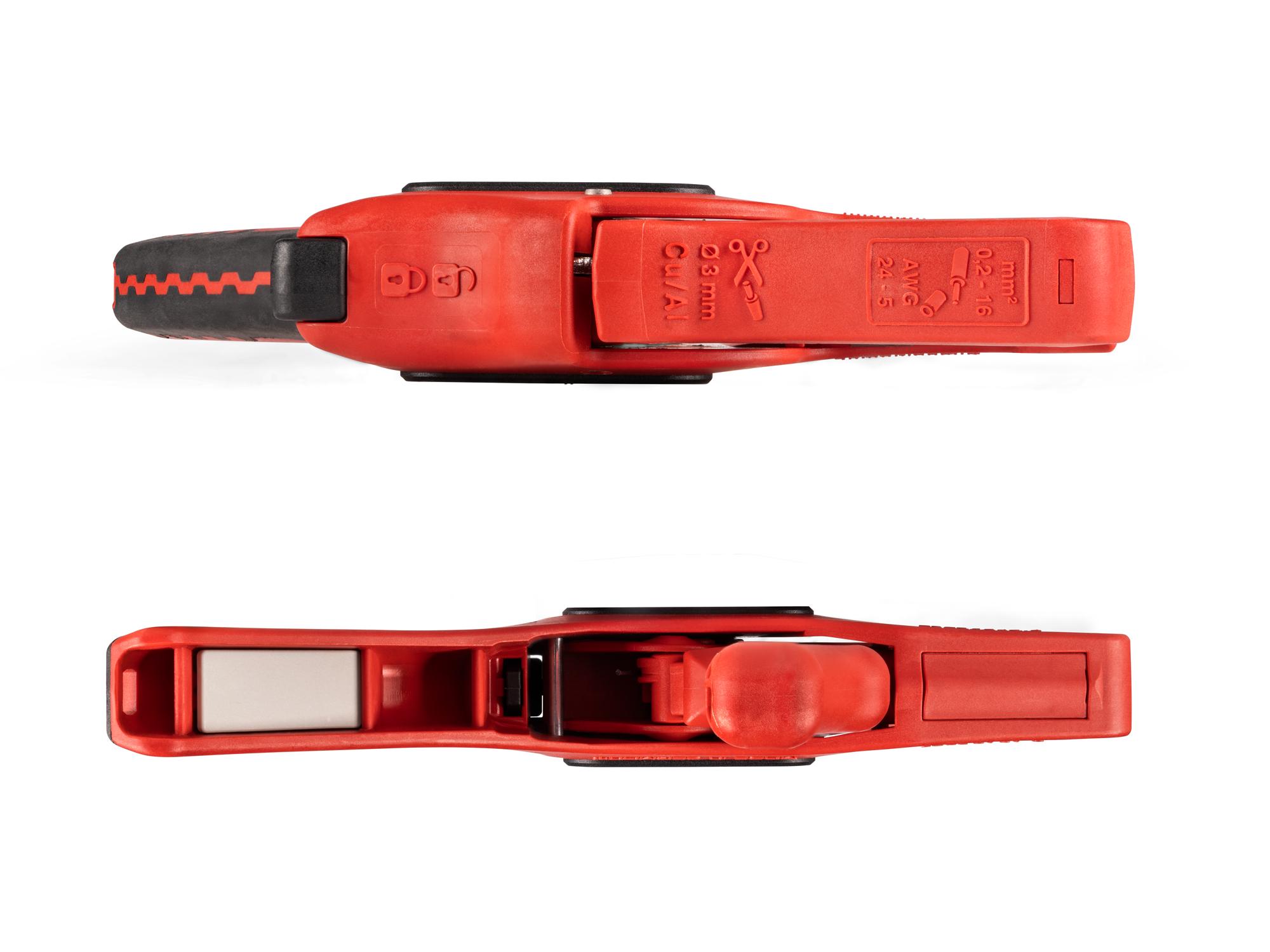 Side view of Tekton 7.1 inch wire strippers. Item #PSP21001