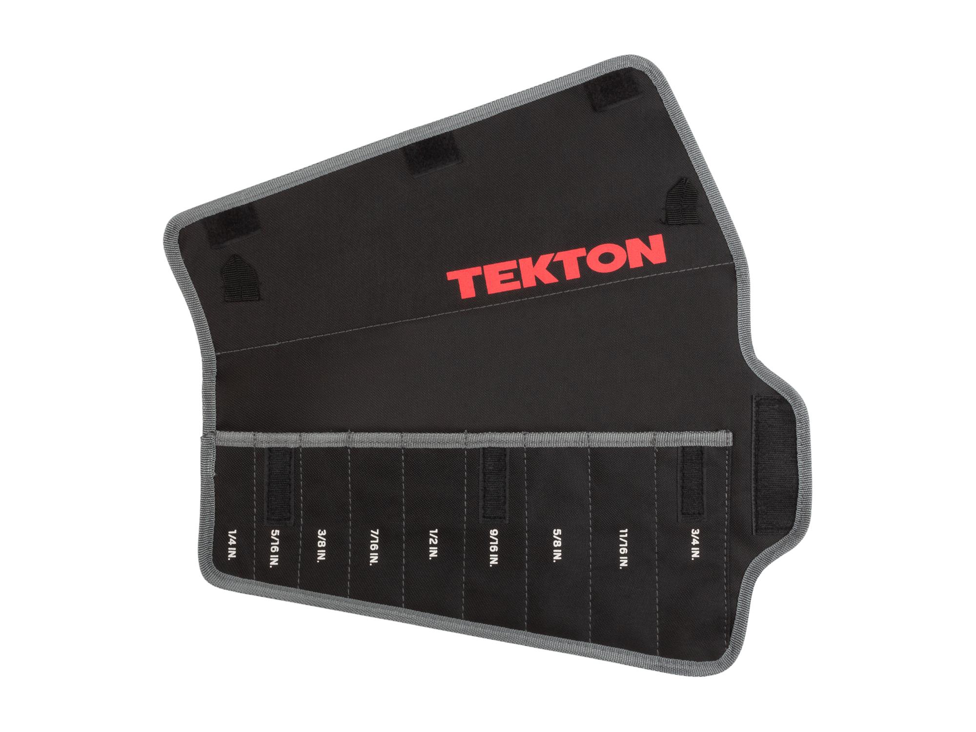 Front view of black Tekton roll wrench organization. Item #95866