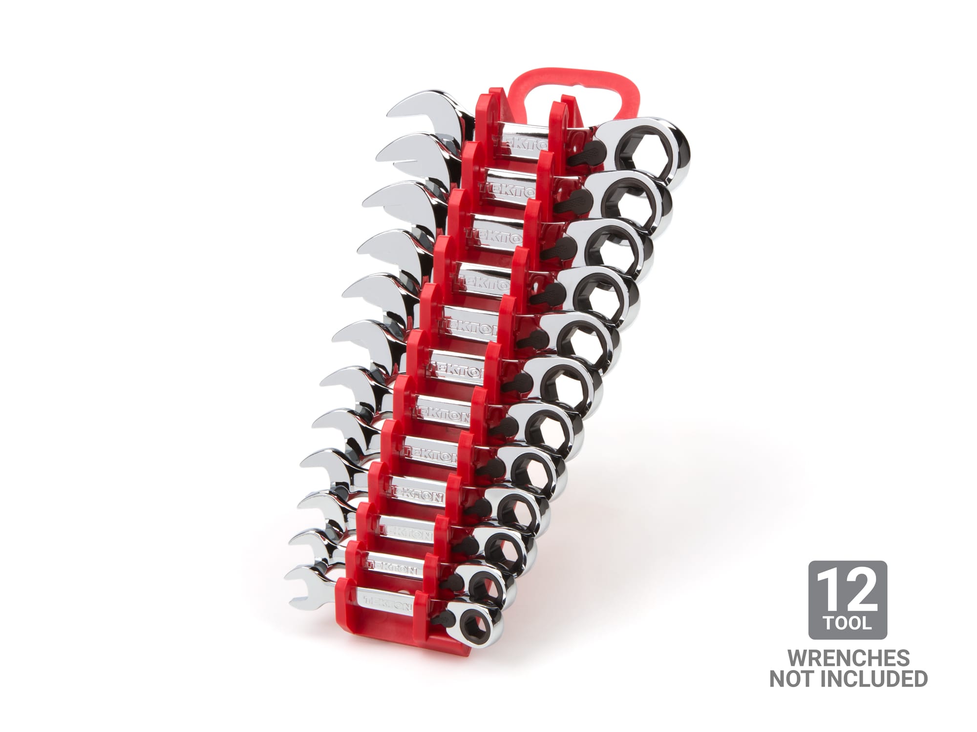 TEKTON 12-Tool Stubby Reversible Ratcheting Combination Wrench Holder (Red)