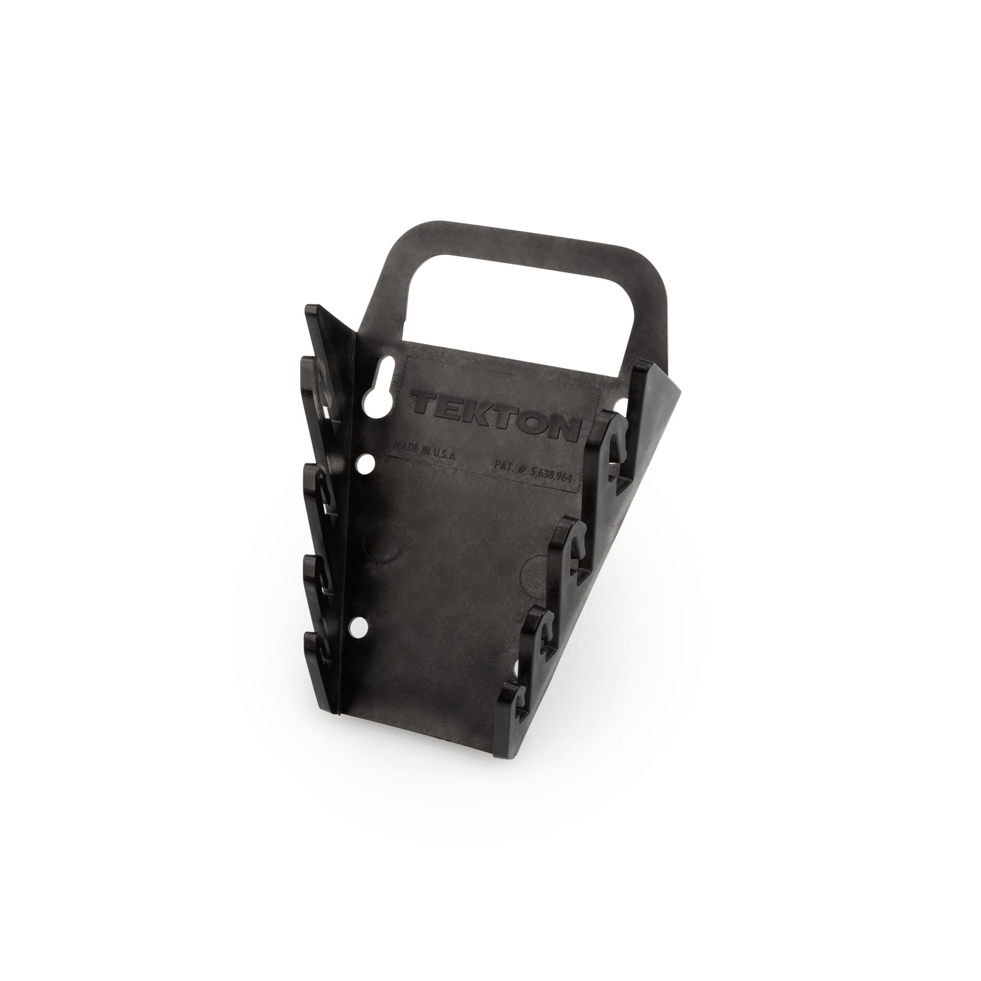 Front-right angle view of black Tekton holder wrench organization. Item #ORG22104