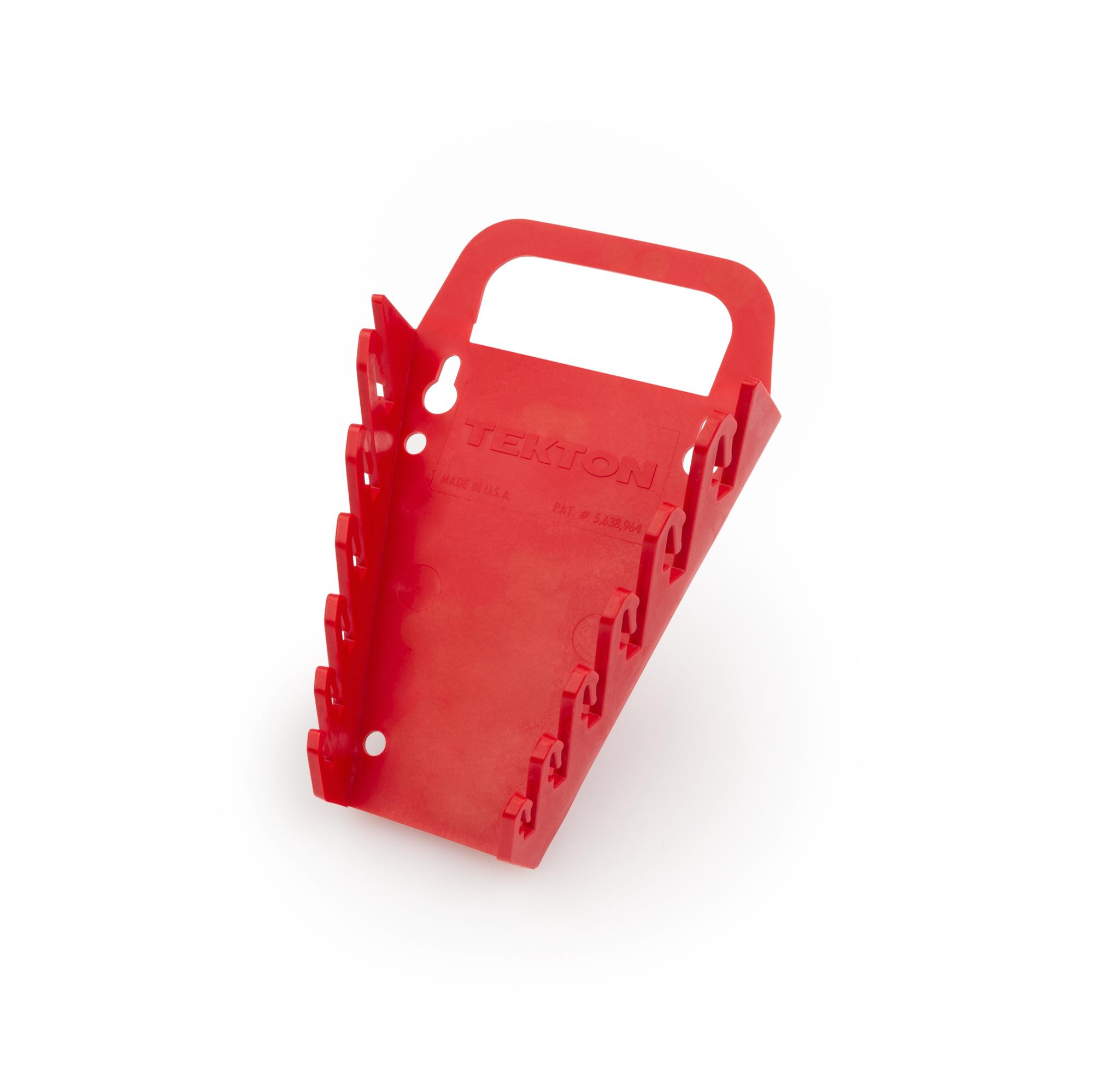 Front-right angle view of red Tekton holder wrench organization. Item #ORG22206