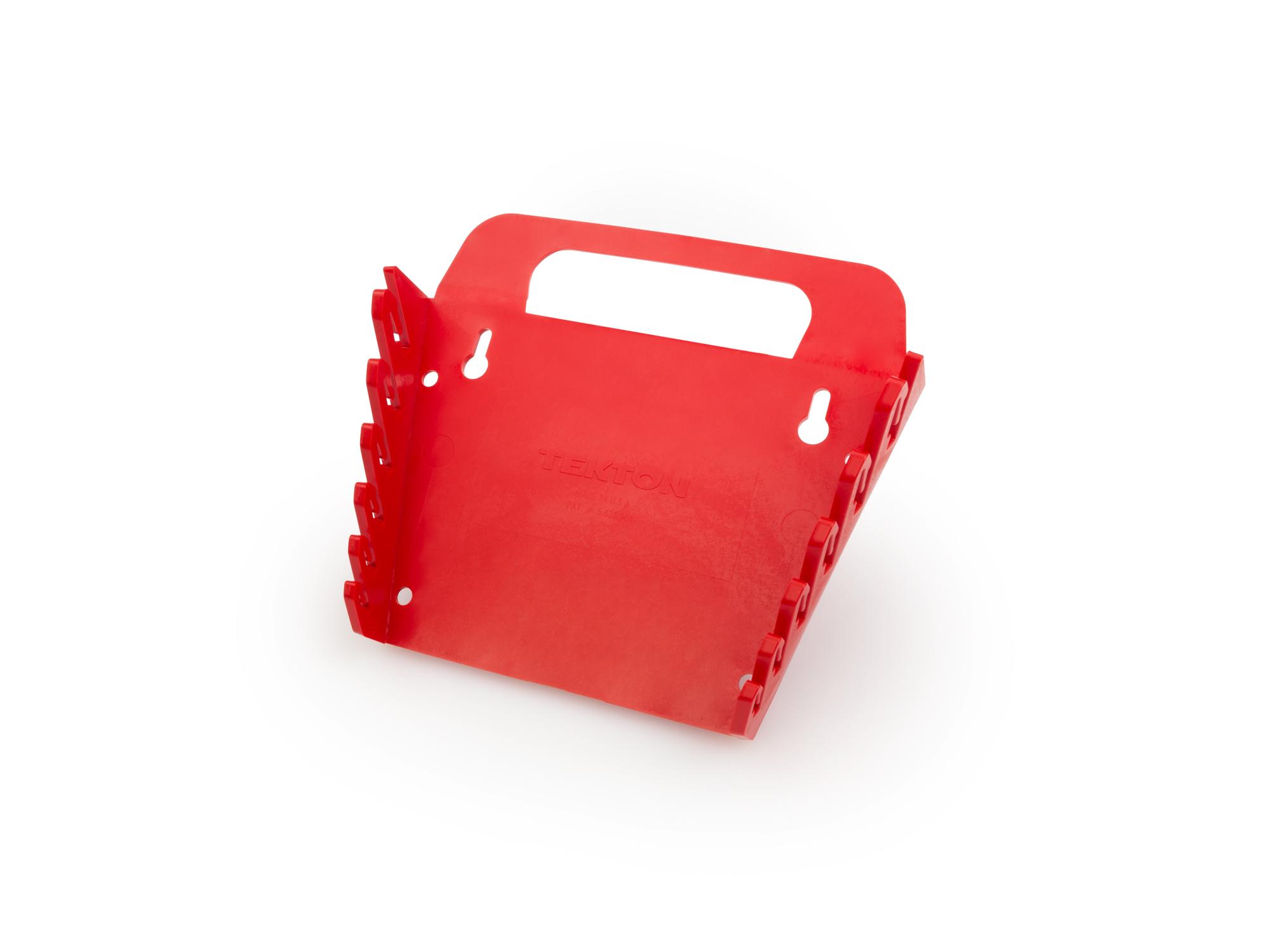 Front-right angle view of red Tekton holder wrench organization. Item #ORG23206