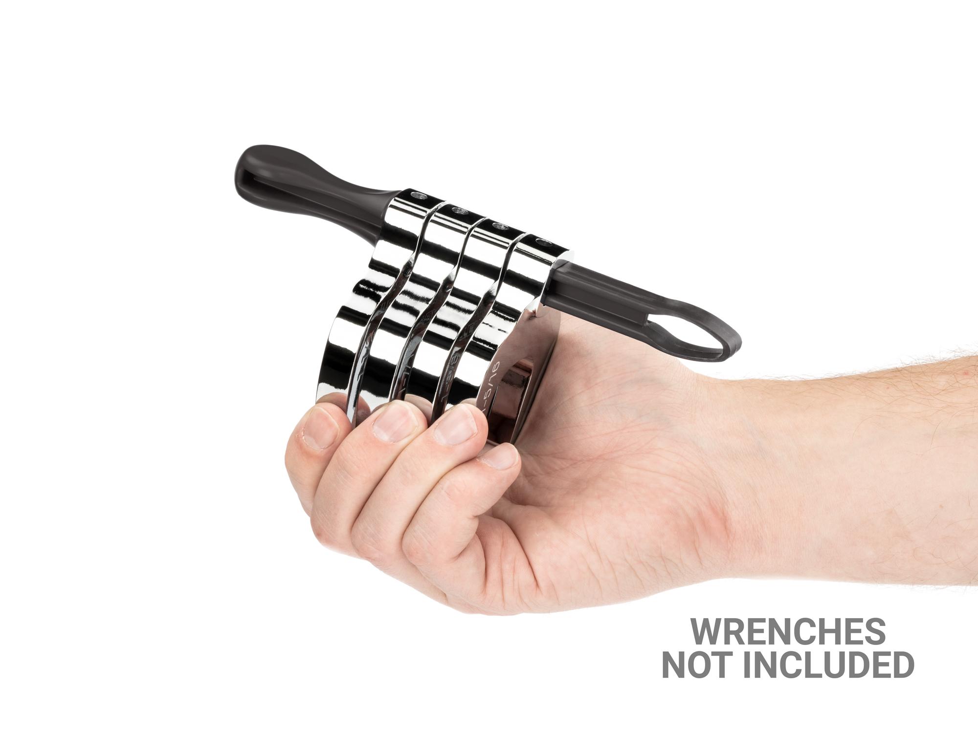 Person holding black Tekton 7 inch wrench organization. Item #ORG24307