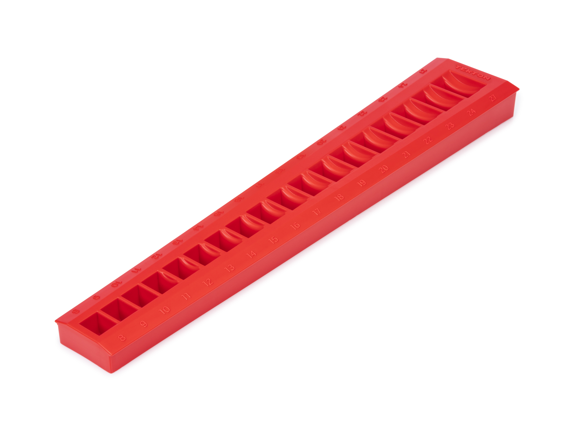 18-Tool 3/8 Inch Drive Crowfoot Wrench Organizer Rack (Red) | TEKTON
