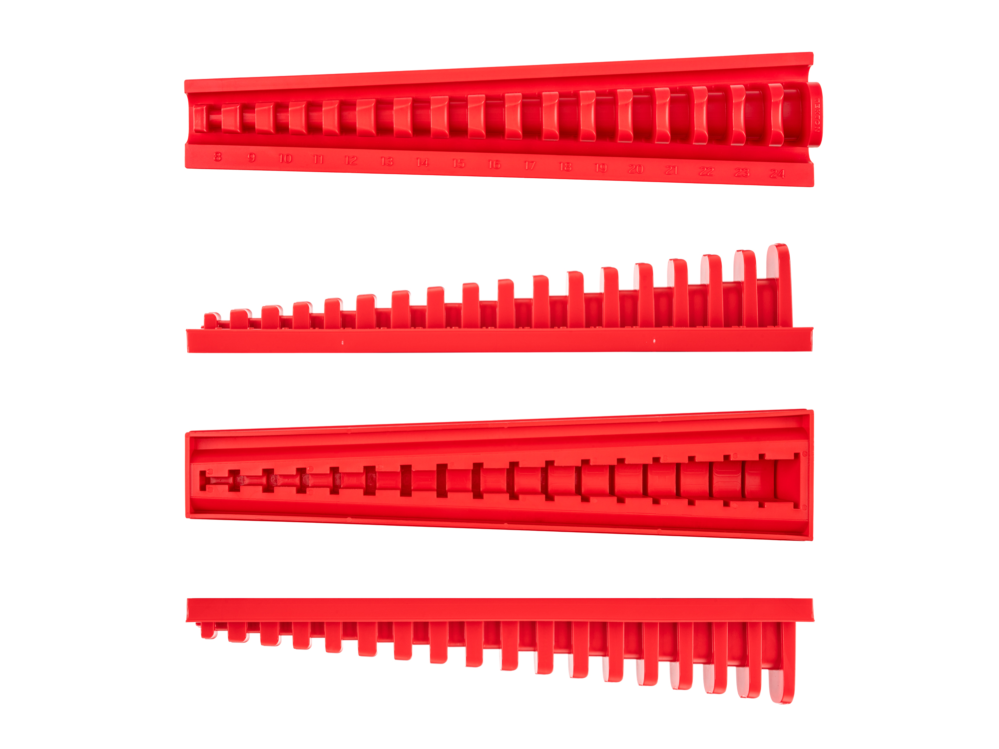 TEKTON 17-Tool 3/8 Inch Drive Crowfoot Wrench Organizer Rack, Red (8-24 mm)