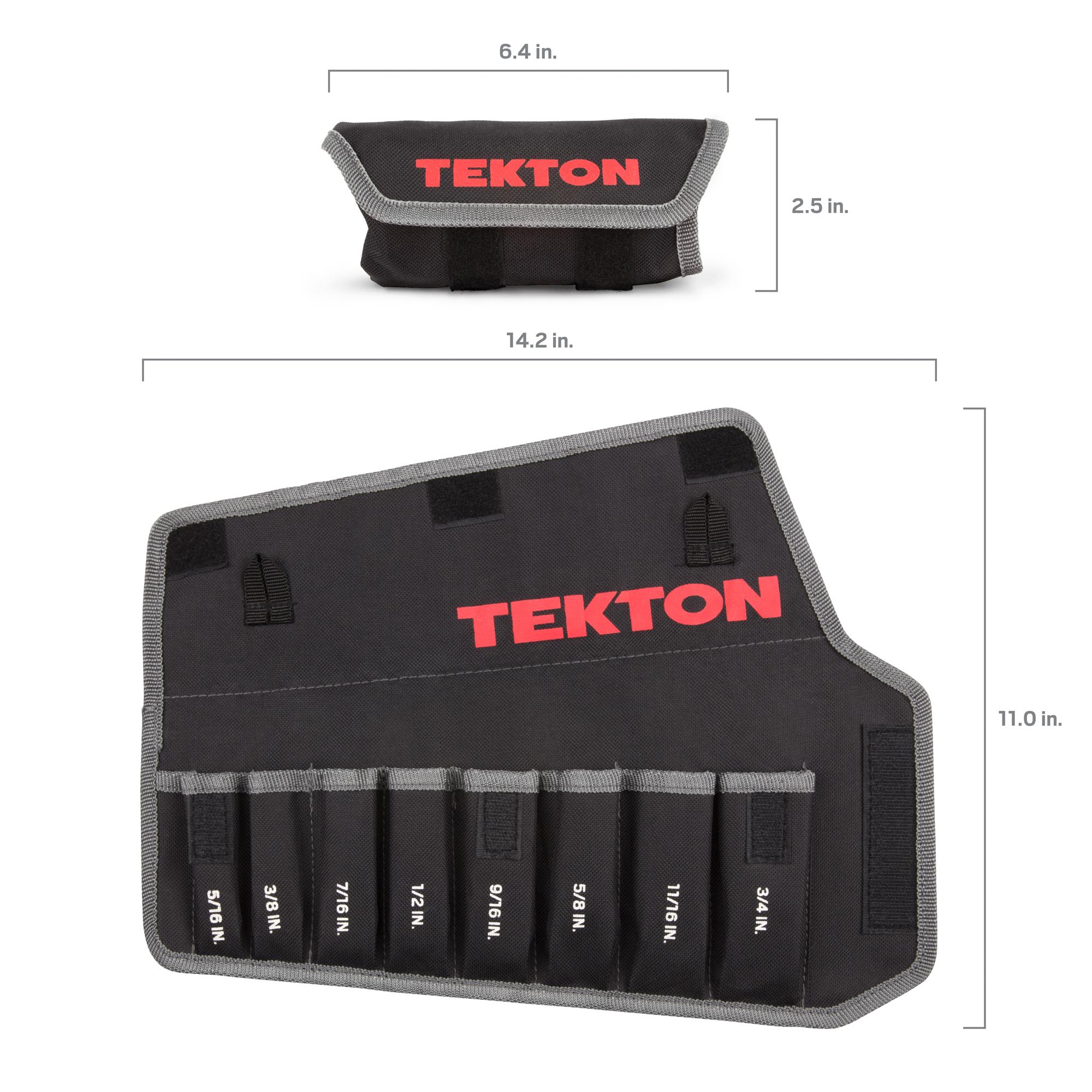 Dimensions for black Tekton roll wrench organization. Item #ORG27108