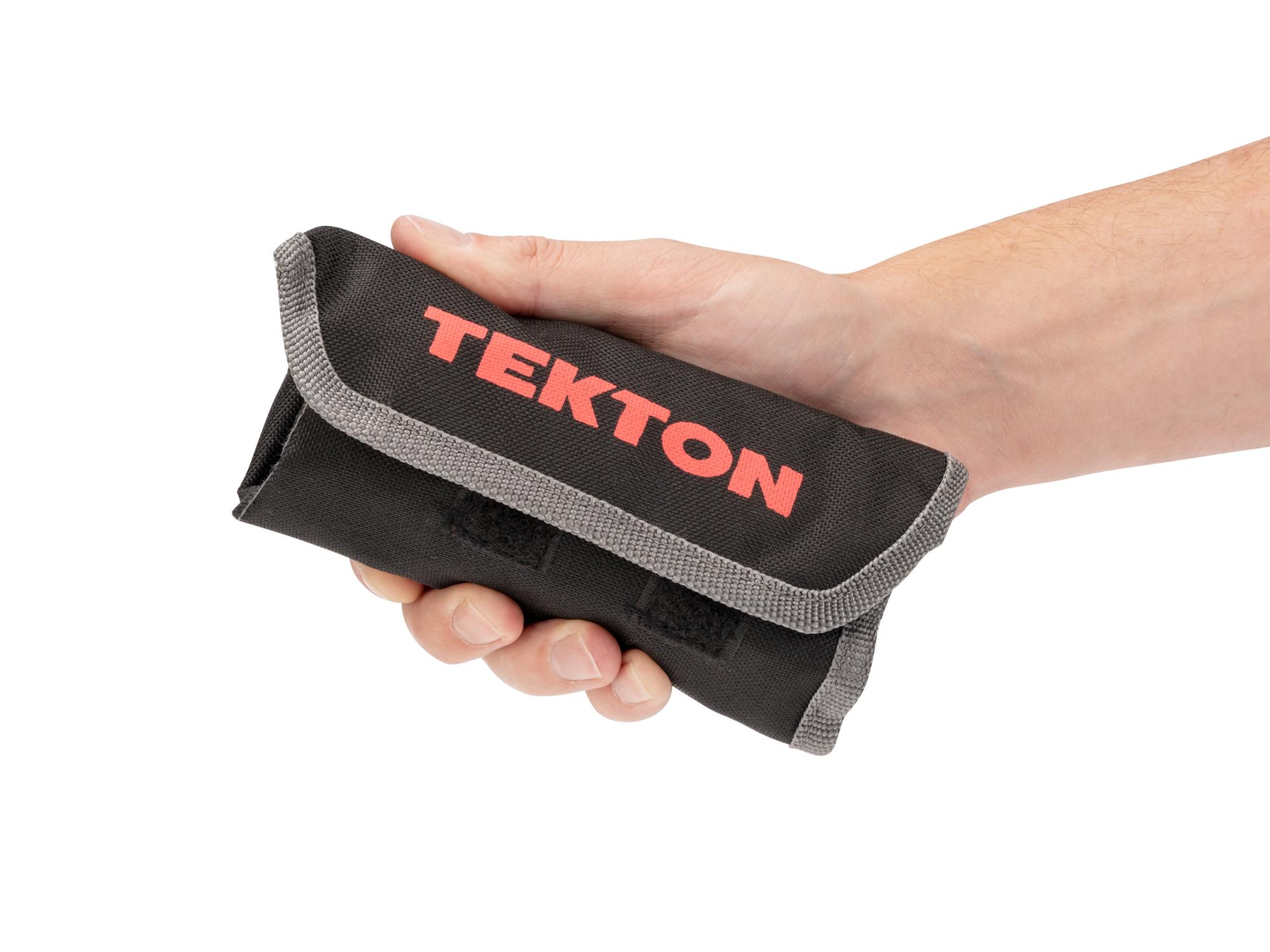 Person holding black Tekton roll wrench organization. Item #ORG27108