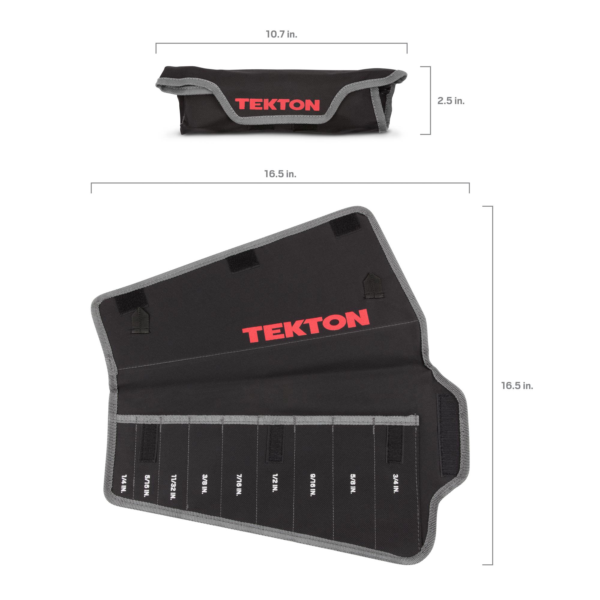 Dimensions for black Tekton roll wrench organization. Item #ORG27309