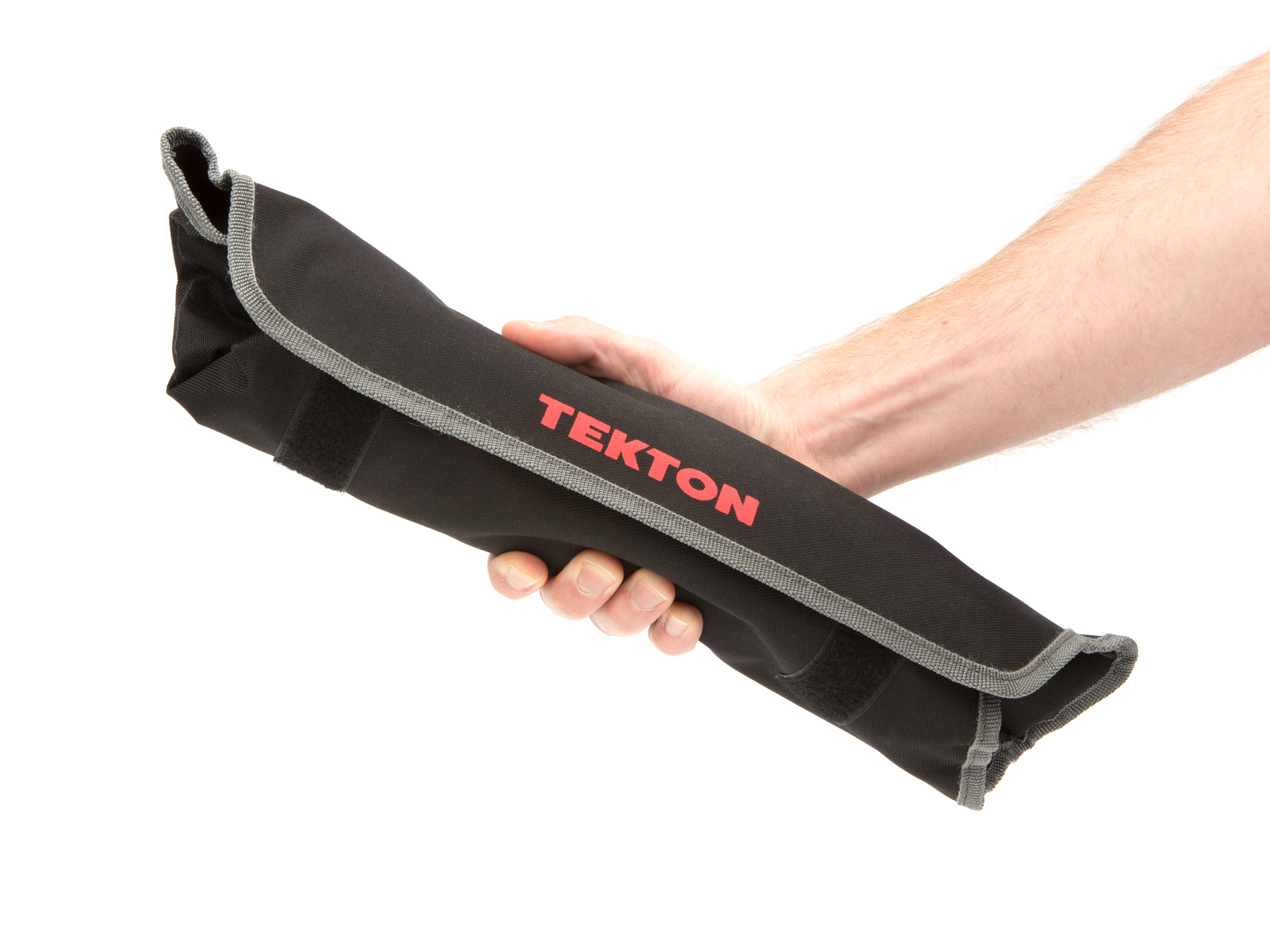 Person holding Tekton pouch black wrench organization. Item #ORG27708