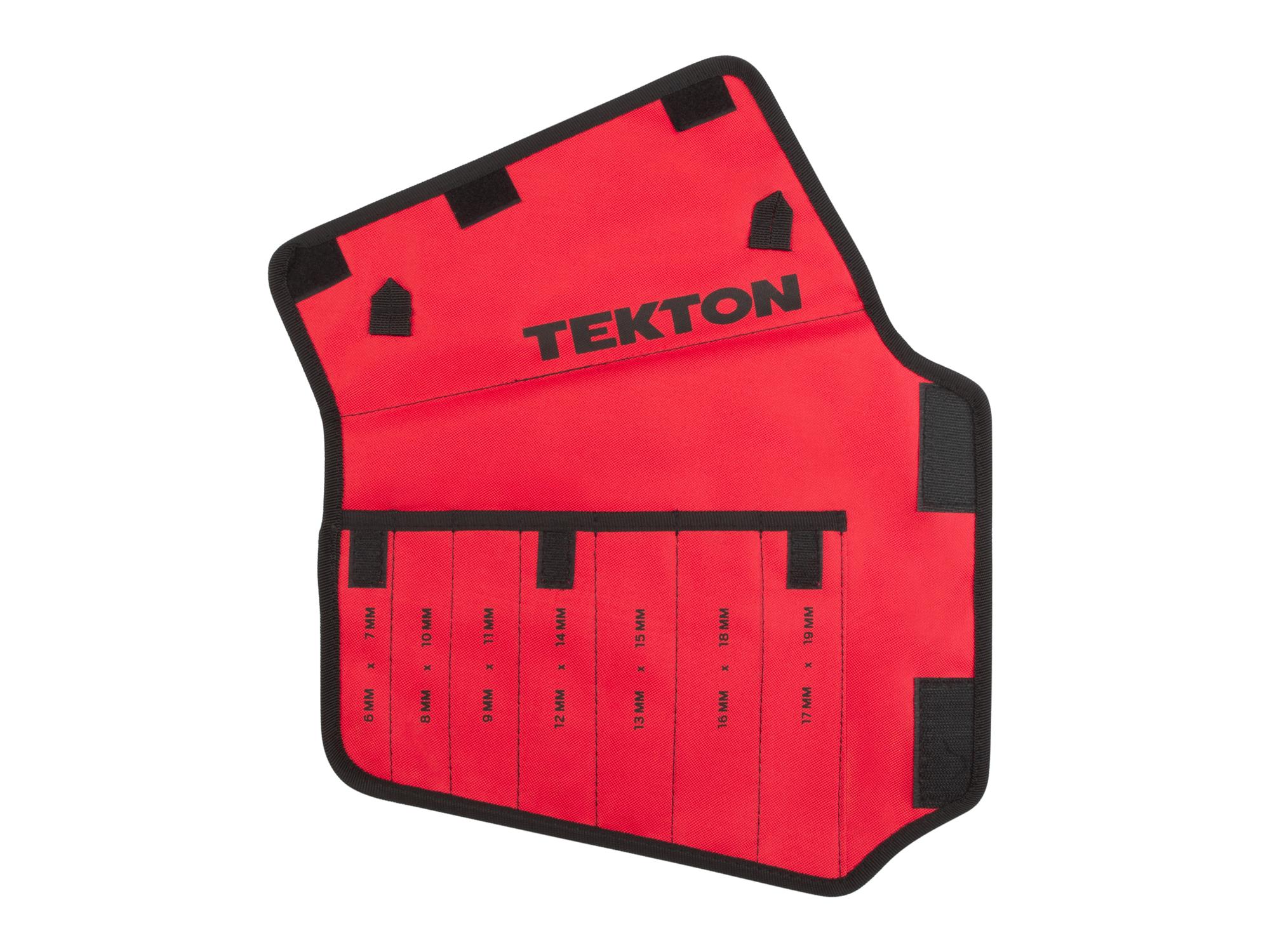 Front view of red Tekton roll wrench organization. Item #ORG27807