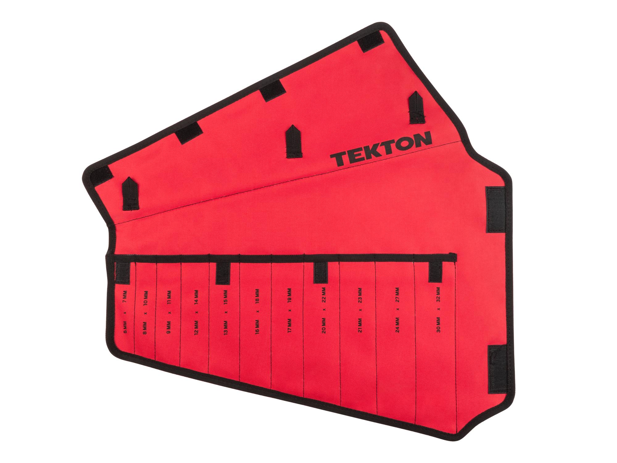 Front view of red Tekton roll wrench organization. Item #ORG27811