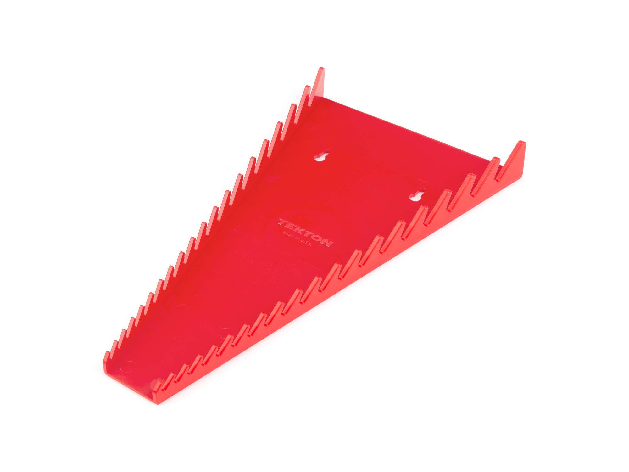 Front-right angle view of red Tekton rack wrench organization. Item #ORG29219