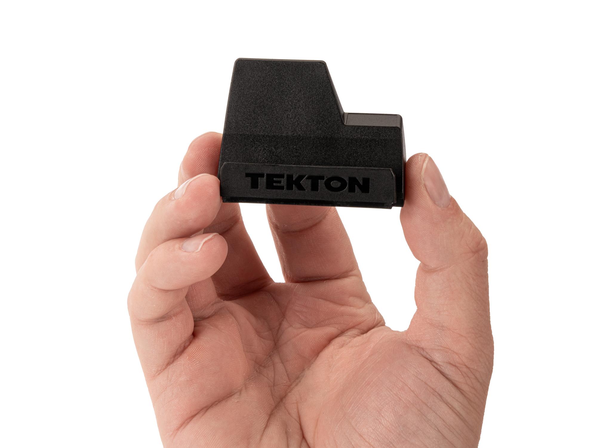 Person holding black Tekton modular wrench organization. Item #OTM21101