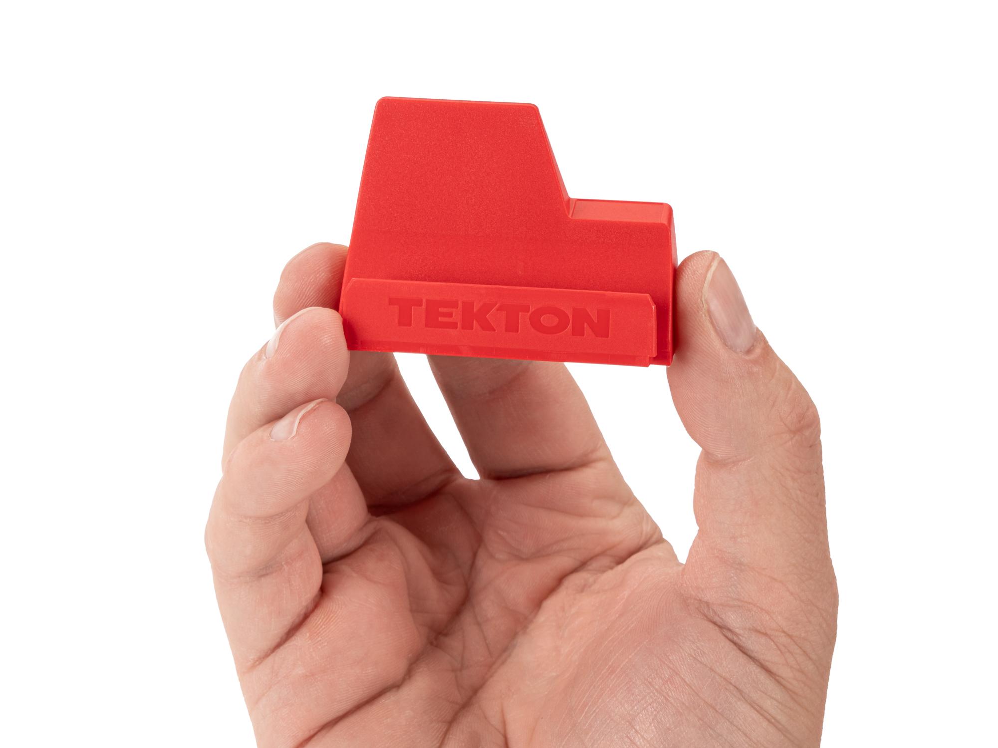 Person holding red Tekton modular wrench organization. Item #OTM21201