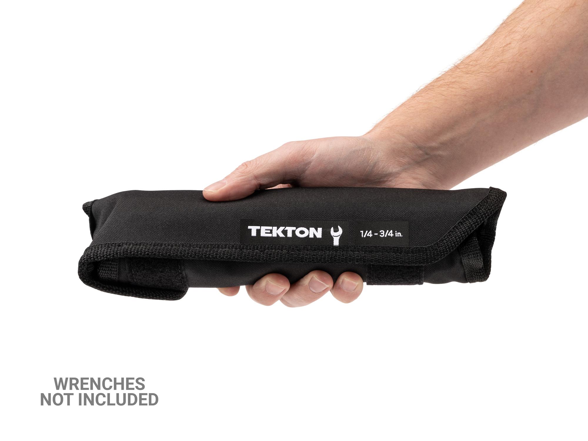Person holding black Tekton roll wrench organization. Item #OTP21102