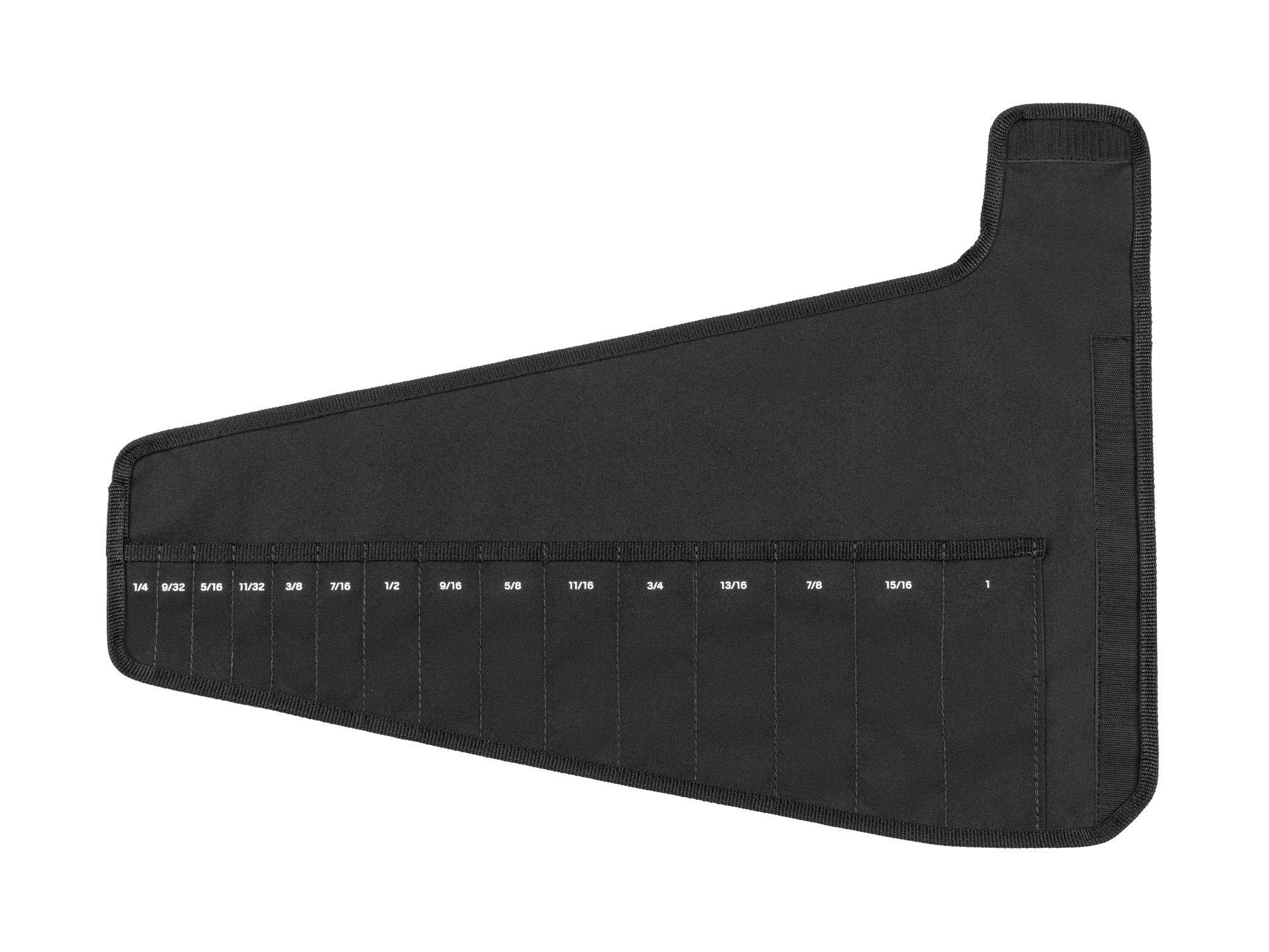 Front view of black Tekton roll wrench organization. Item #OTP21103