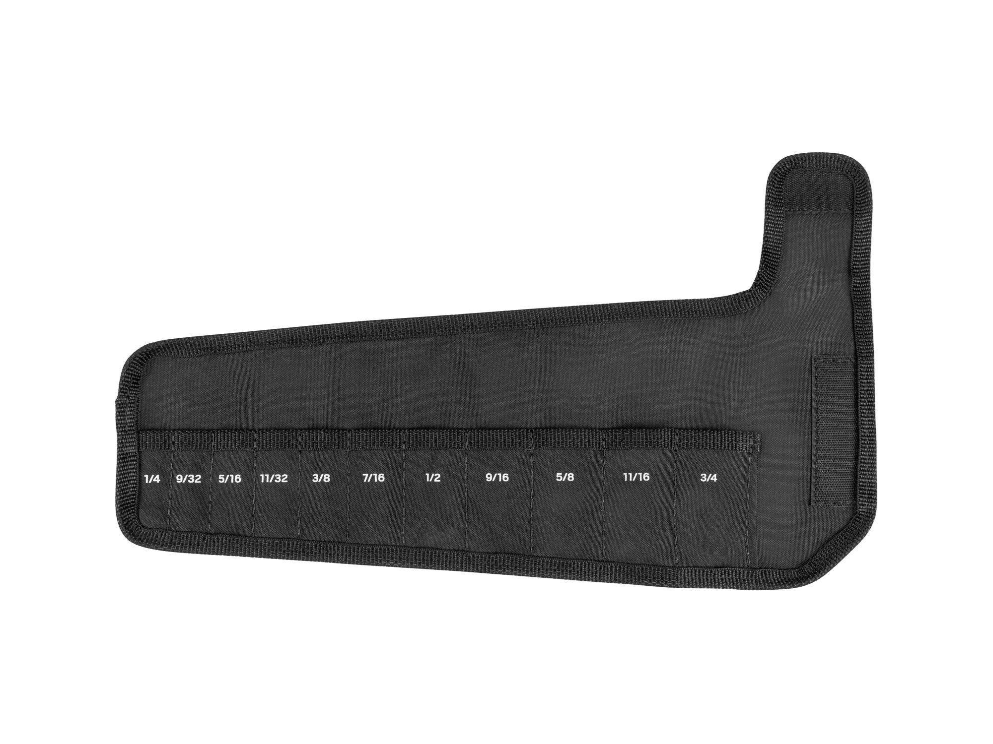 Front view of black Tekton roll wrench organization. Item #OTP21106