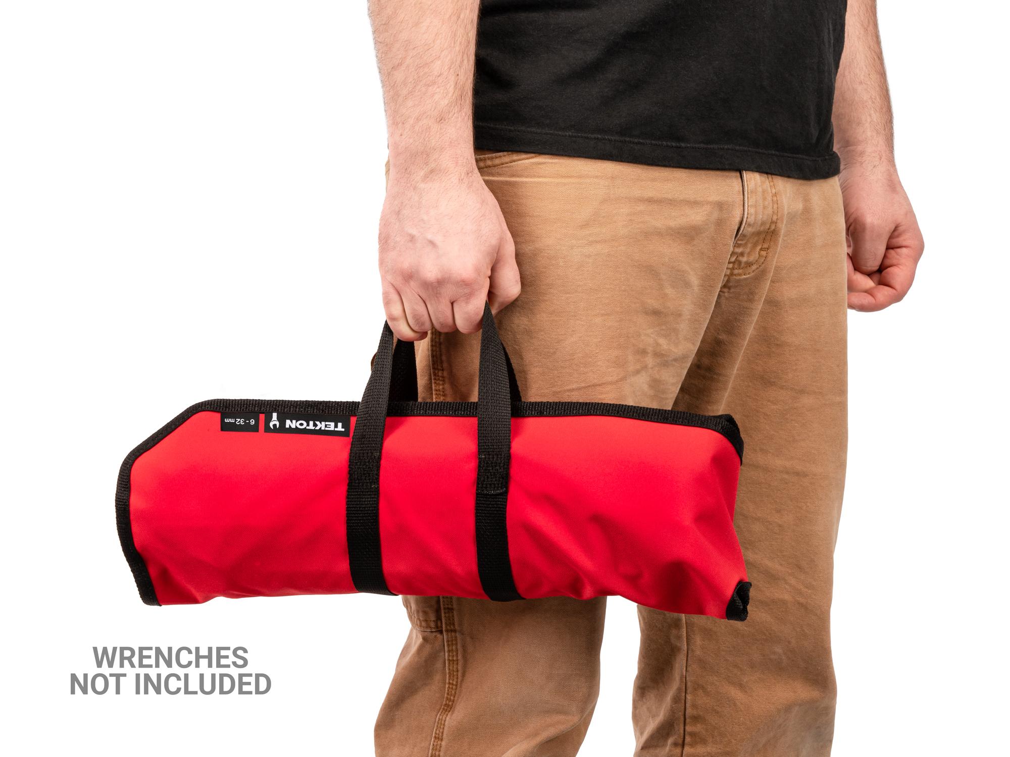Person holding red Tekton roll wrench organization. Item #OTP21204