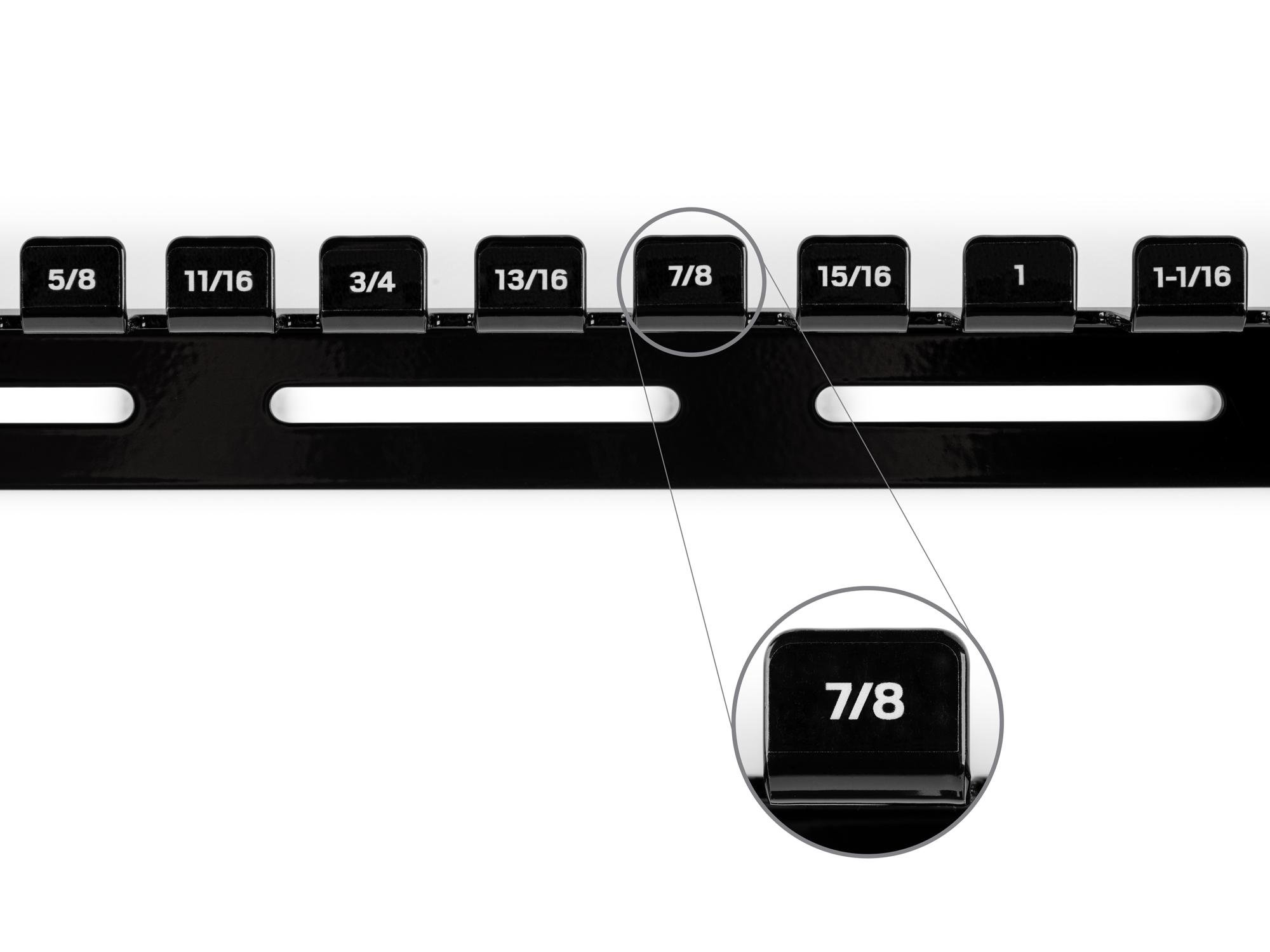 Closeup view of Tekton hanger black wrench organization. Item #OWH11119