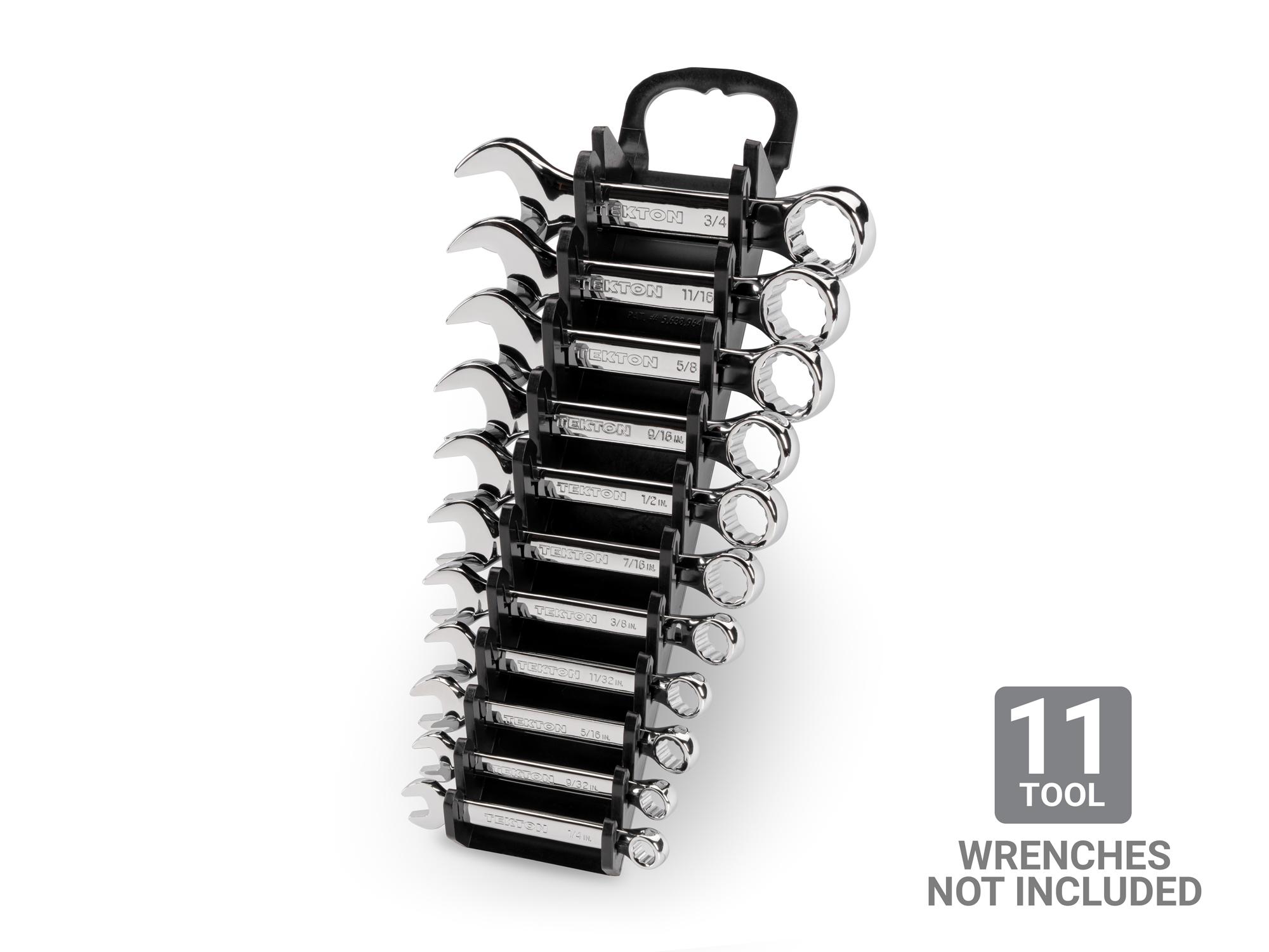 Front view of black Tekton holder wrench organization. Item #OWP21111