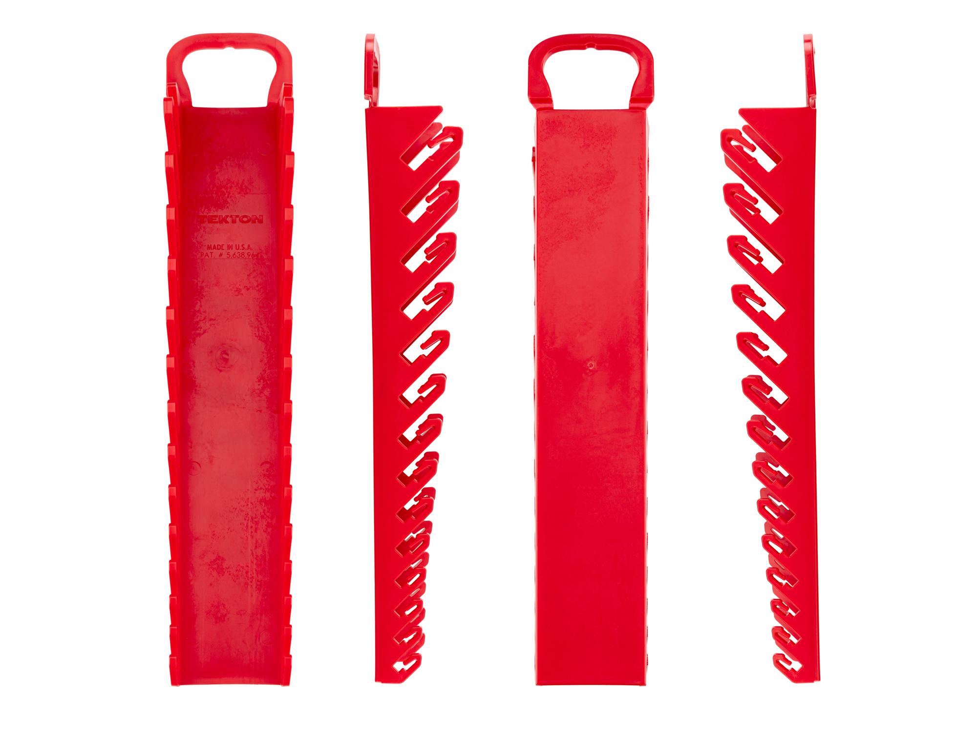Side view of red Tekton holder wrench organization. Item #OWP21214