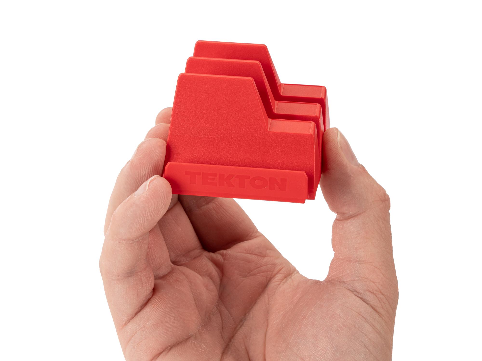 Person holding red Tekton modular wrench organization. Item #OTM21203