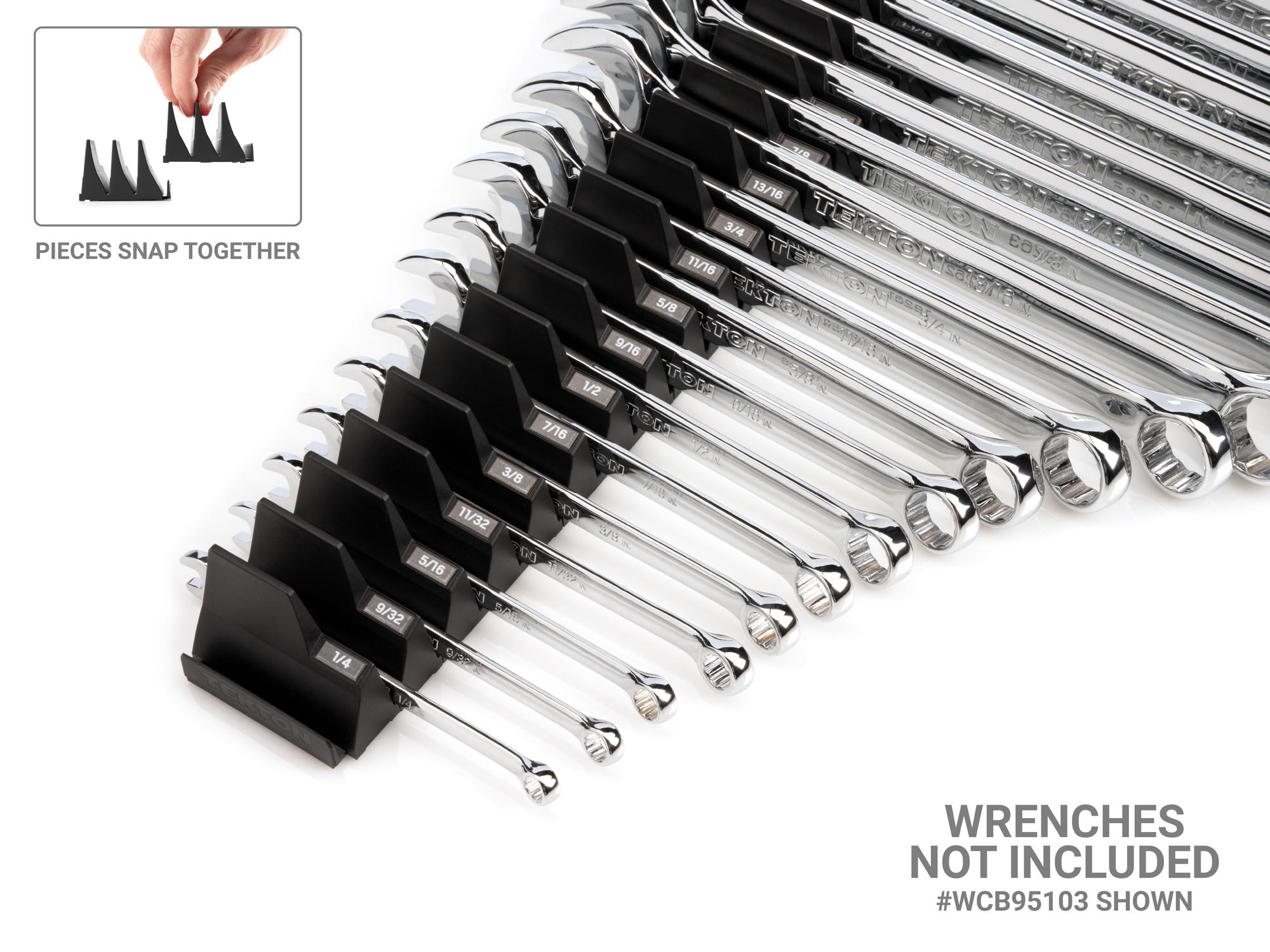 Example of Tekton  wrench organization snapping together to form one modular slotted organization system. Item #OTM92127