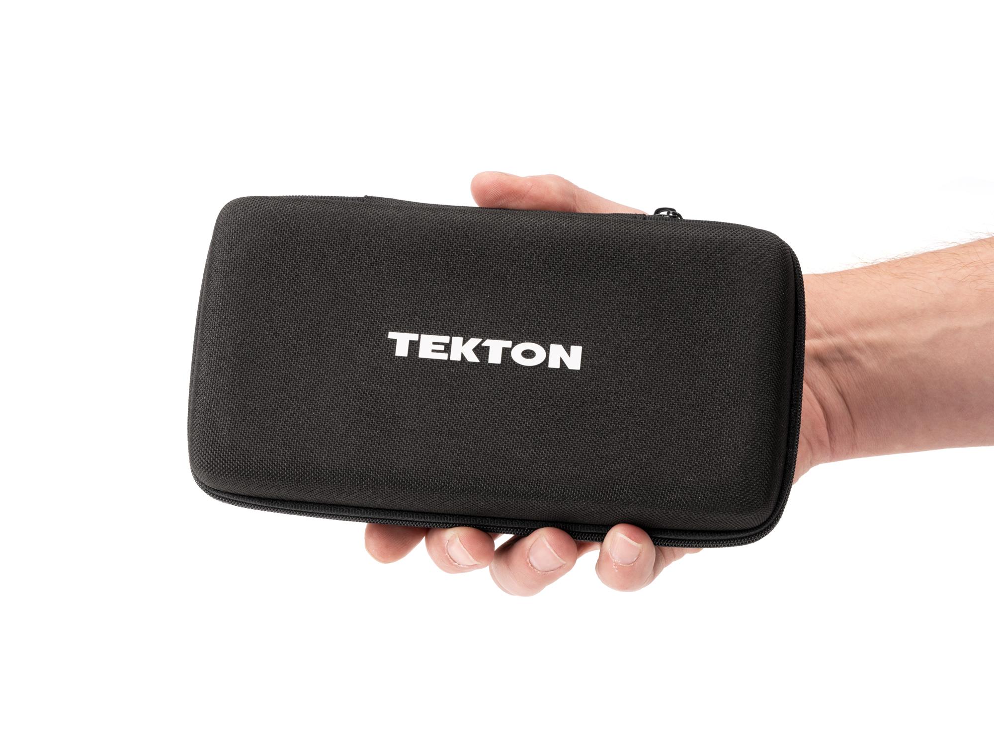 Person holding Tekton case bit set. Item #DBA93100