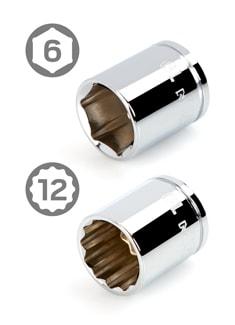 6 point and 12 point sockets.