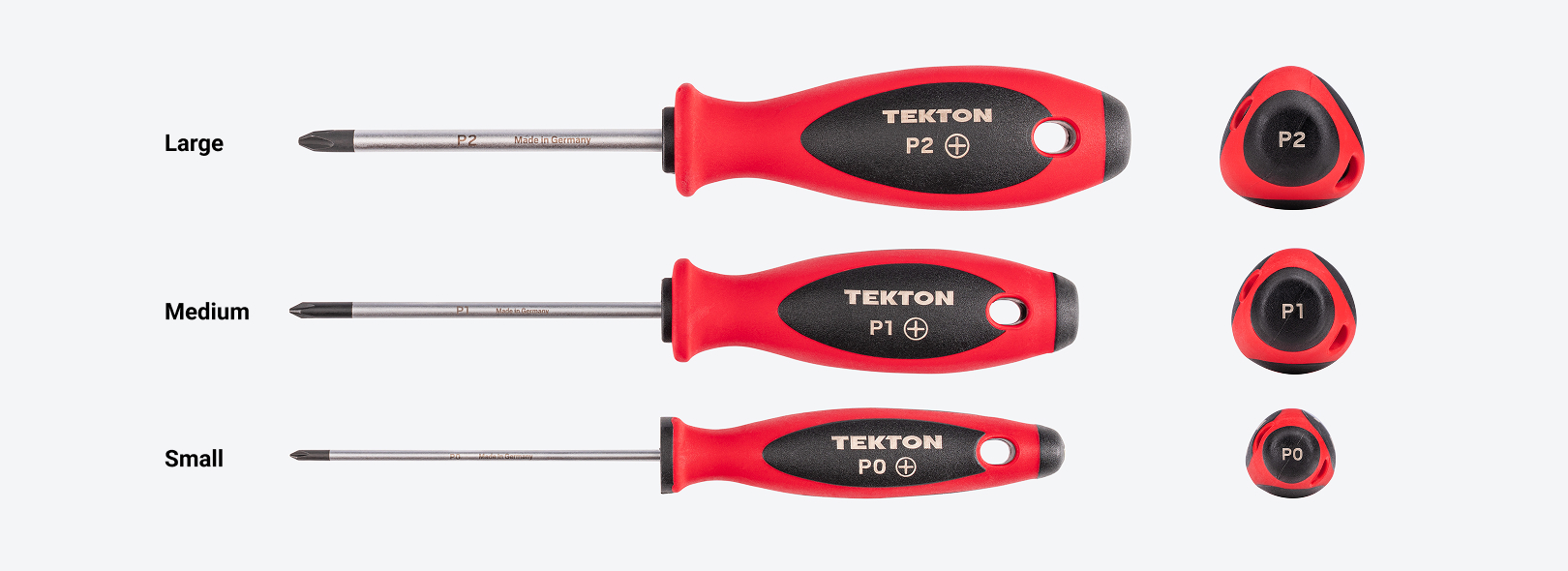 Side view and back view of 3 side driver handles