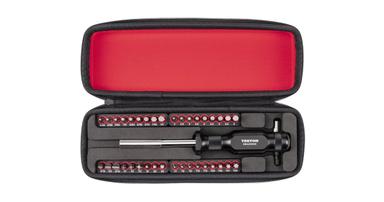 A red lined bit set case with bit driver