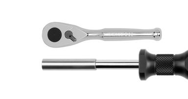 A bit ratchet and an aluminum bit driver.