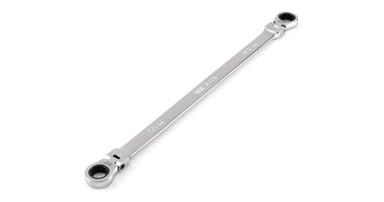 Tekton satin chrome-plated long flex head 12-point ratcheting box end wrench