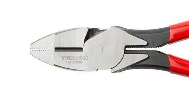 Tekton lineman's pliers with red handles