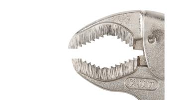 Tekton locking pliers with deep bite round jaw