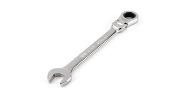 Tekton satin chrome-plated 15/16 inch flex head 12-point ratcheting combination wrench