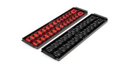 Tekton red and black socket rails in trays