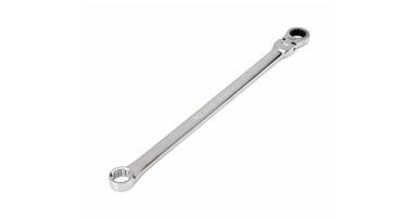 Tekton 19 mm long fixed/flex head 12-point satin chrome-plated box end wrench