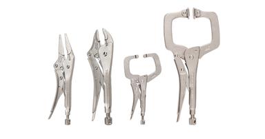 Two Tekton locking pliers and two Tekton clocking C-clamps