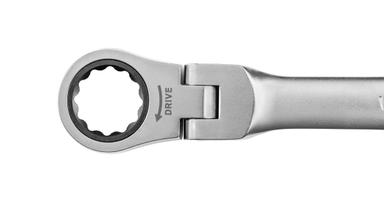 Tekton 19 mm long fixed/flex head 12-point satin chrome-plated box end wrench