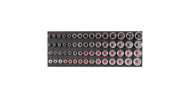 A socket set in a foam organizer