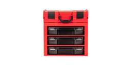 Four red Tekton stacking organization sets