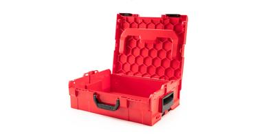 A red opened Tekton tool box.