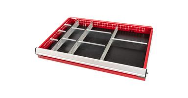 Tekton tool drawer dividers in a red tool cabinet drawer