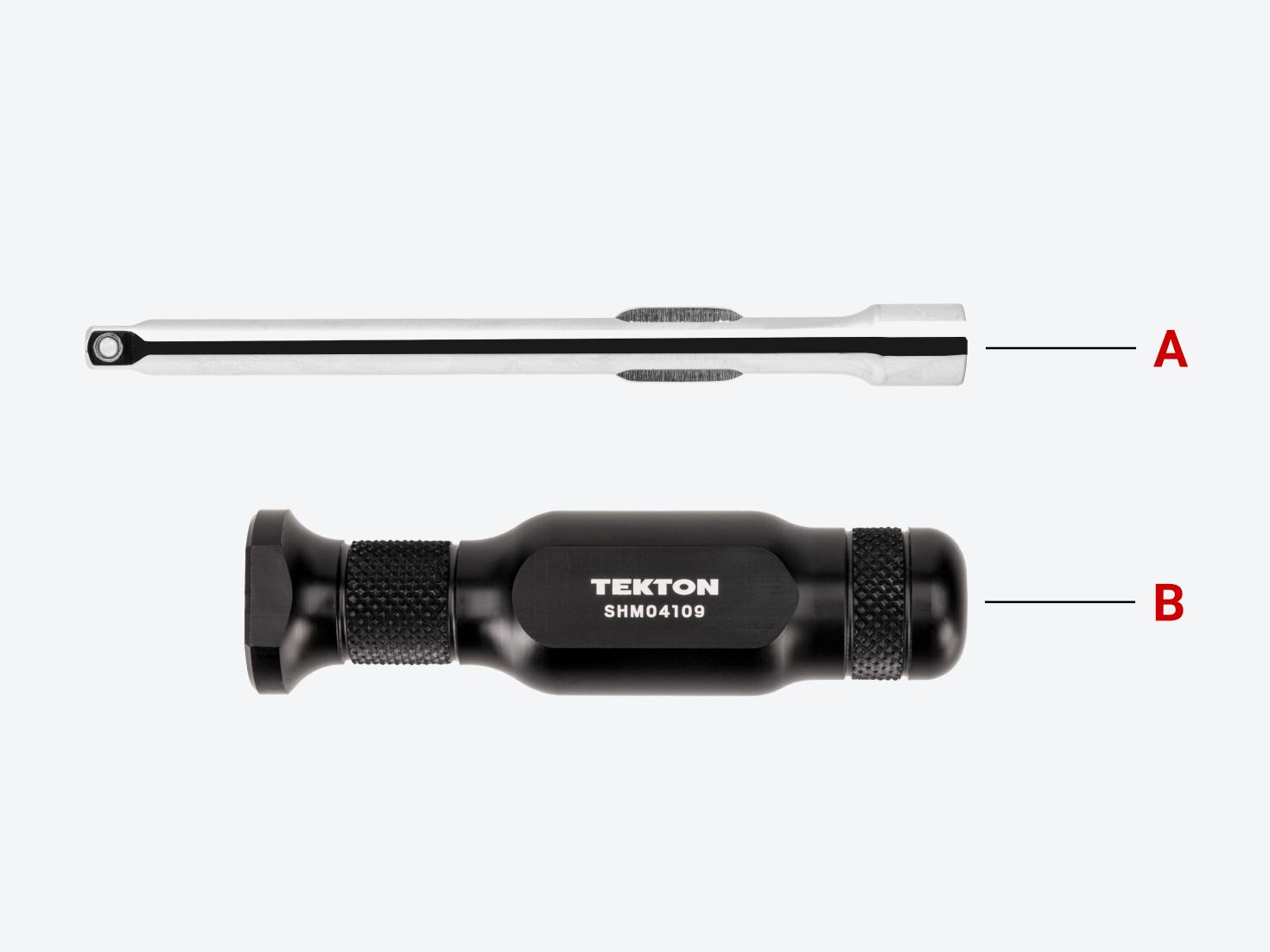 Image of the extension and the handle of a 5 inch spinner handle