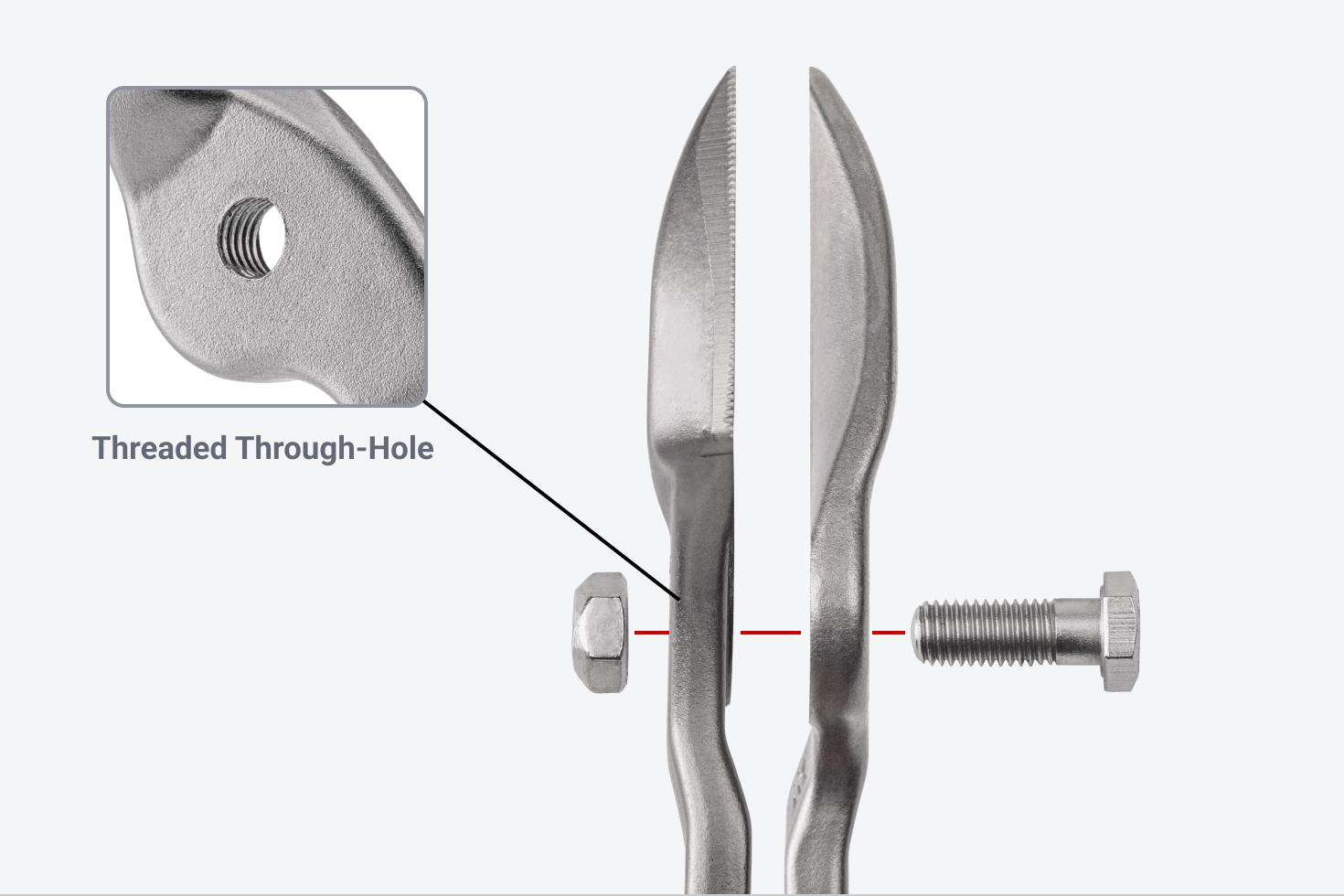 Graphic showing the threaded through-hole