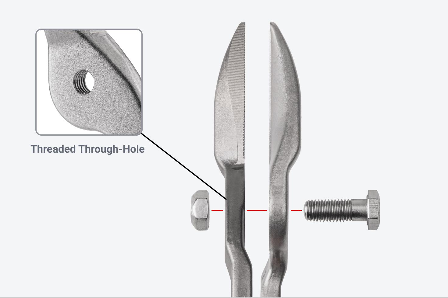 Graphic showing the threaded through-hole