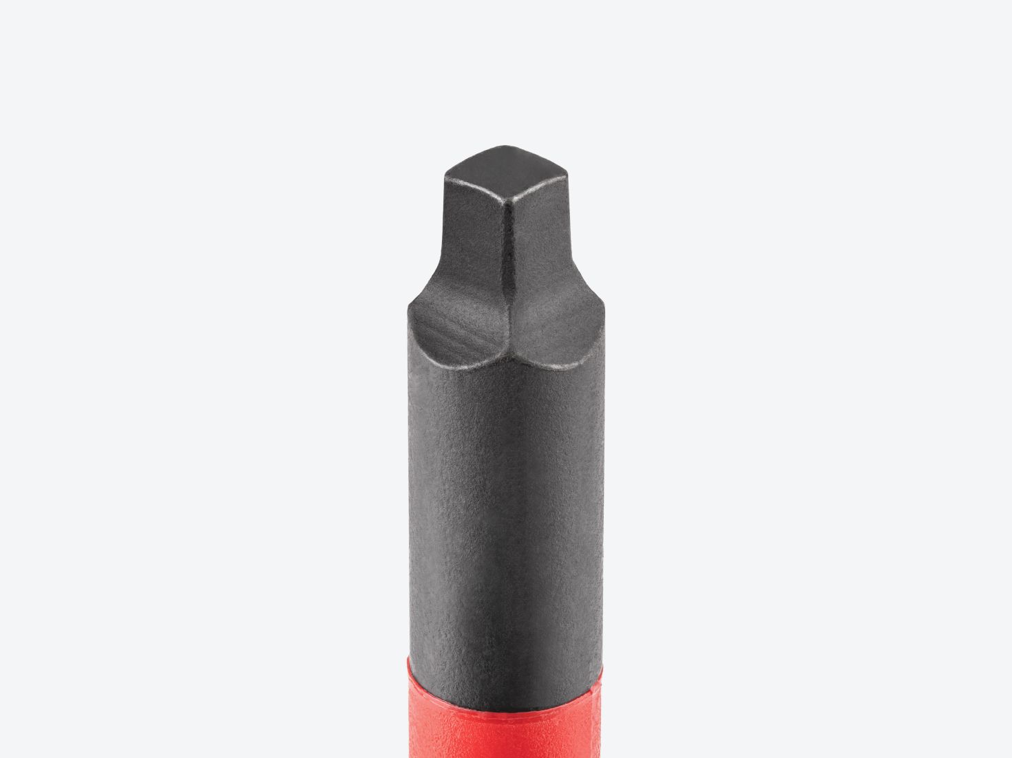 Close-up of a square insulated screwdriver tip