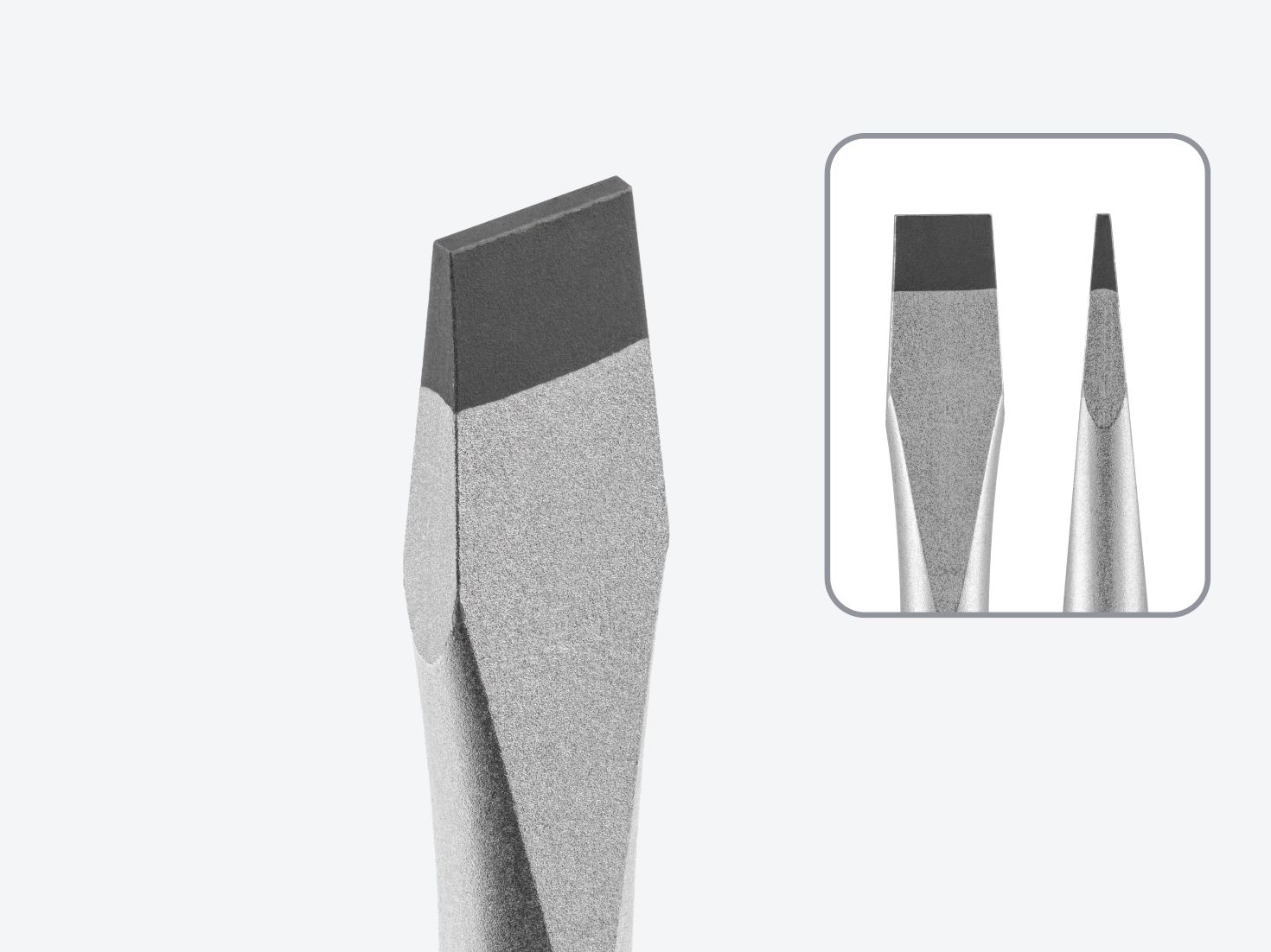 Close-up of a slotted screwdriver tip